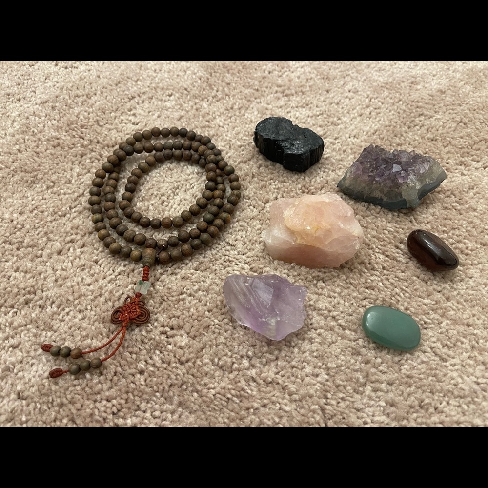 Mala Beads Necklace and Crystals
